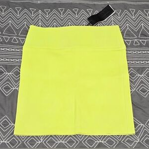 SPRWMN High Waisted Neon Yellow Leather Mini Skirt Size XS